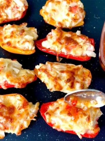 cooked peppers with sweet chili sauce.