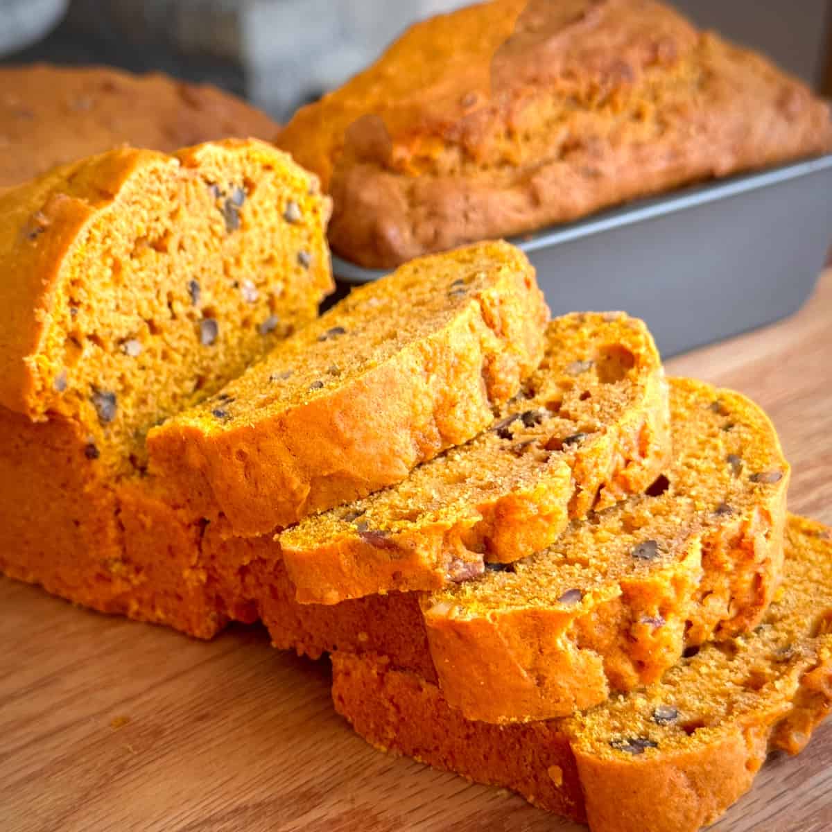 Baked Pumpkin Pecan Bread Sliced.