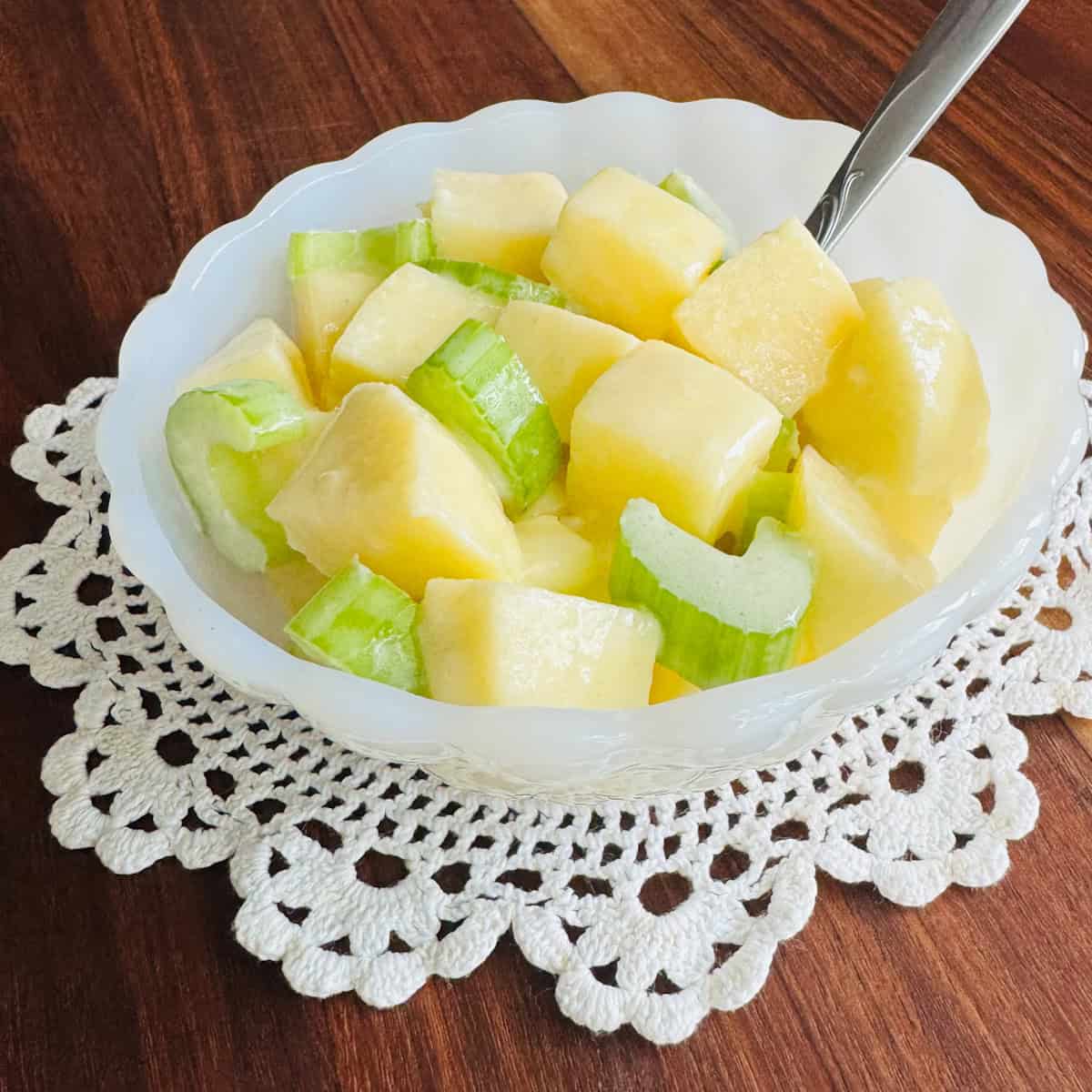 Bowl of waldorf salad.