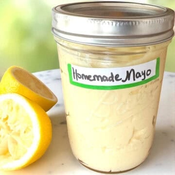 Homemade mayo in a jar.