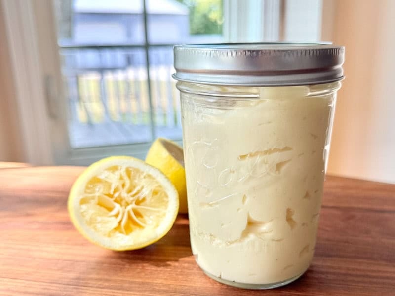 jar of homemade mayo.