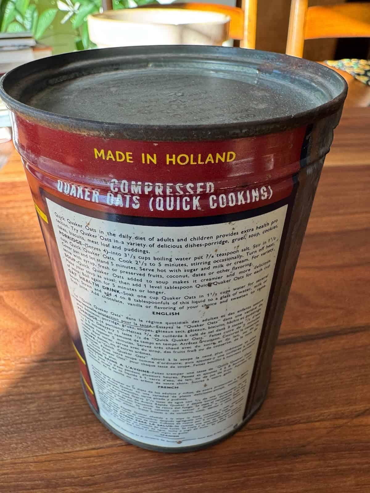 Can of old oats in different languages.