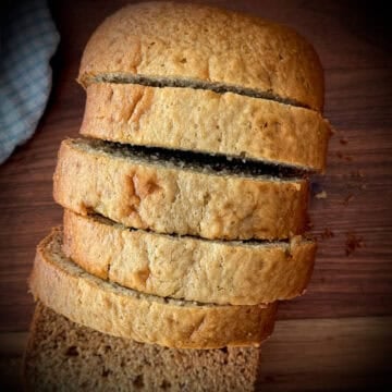 Sliced banana bread.