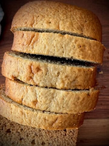 Sliced banana bread.