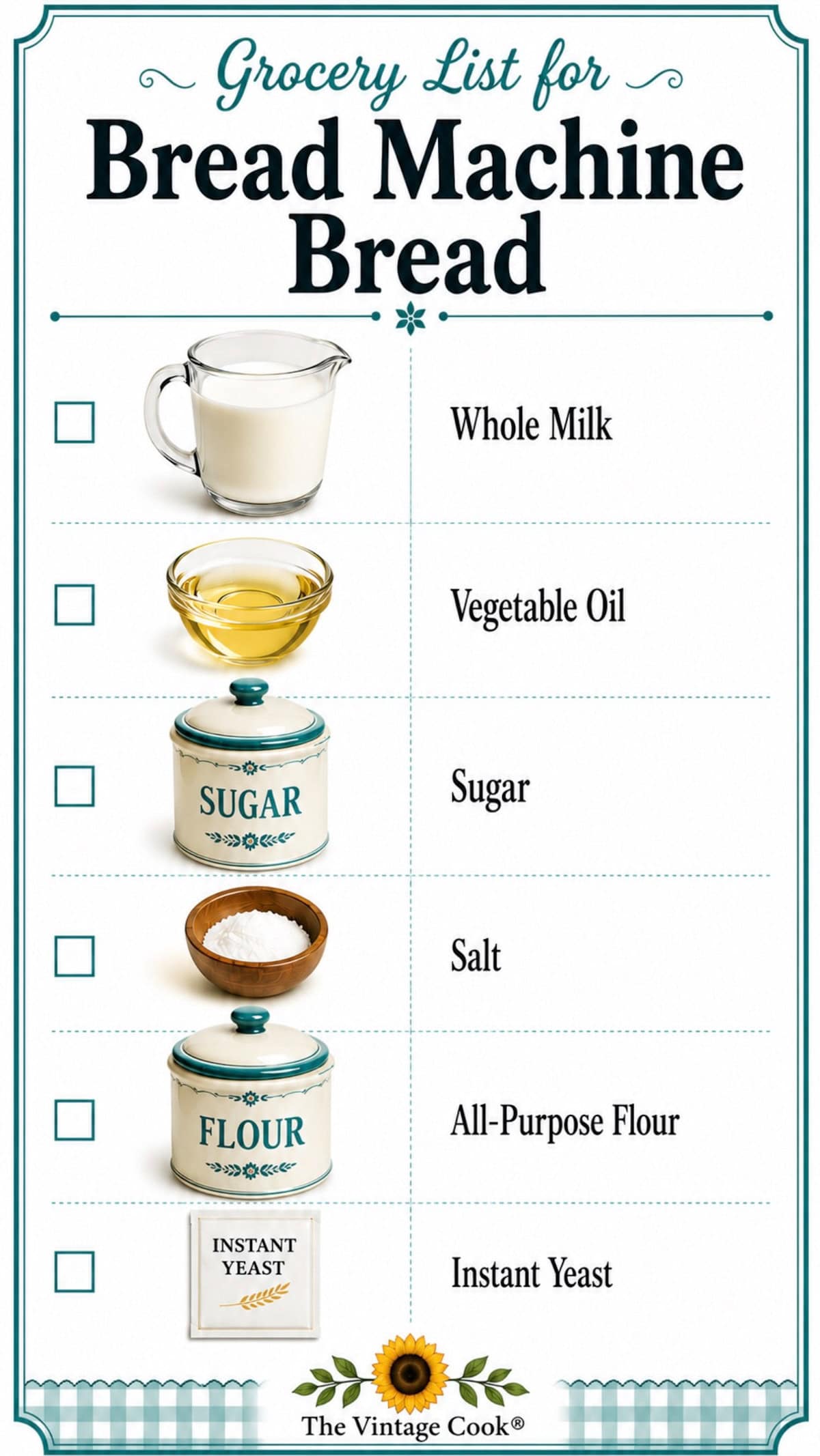 Ingredients for white bread.