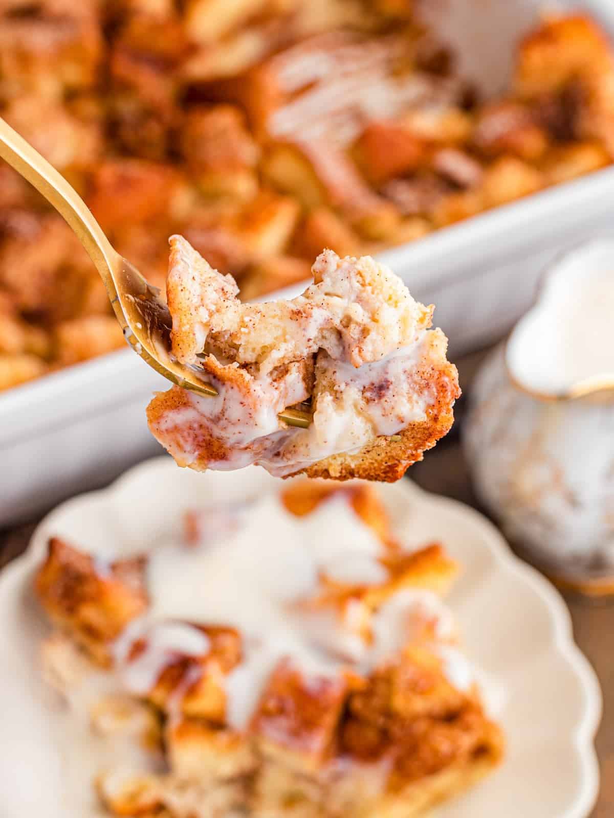 Bite of Brioche bread Pudding.