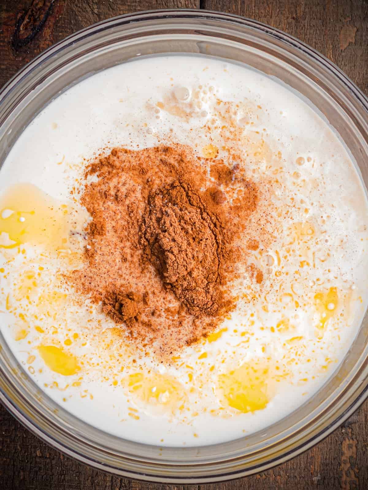 Custard ingredients.
